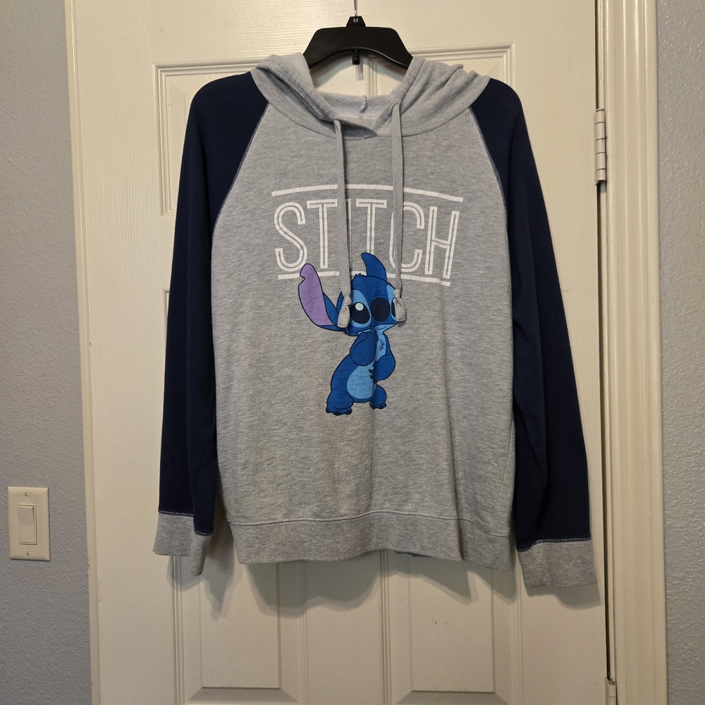 Disney Gray and Navy Stitch Hoodie Sweatshirt